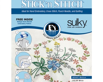 459-02 - Stick'N Stitch Self Adhesive Wash Away Stabilizer Sheets - 8-1/2in x 11in - 12 sheets - Sulky