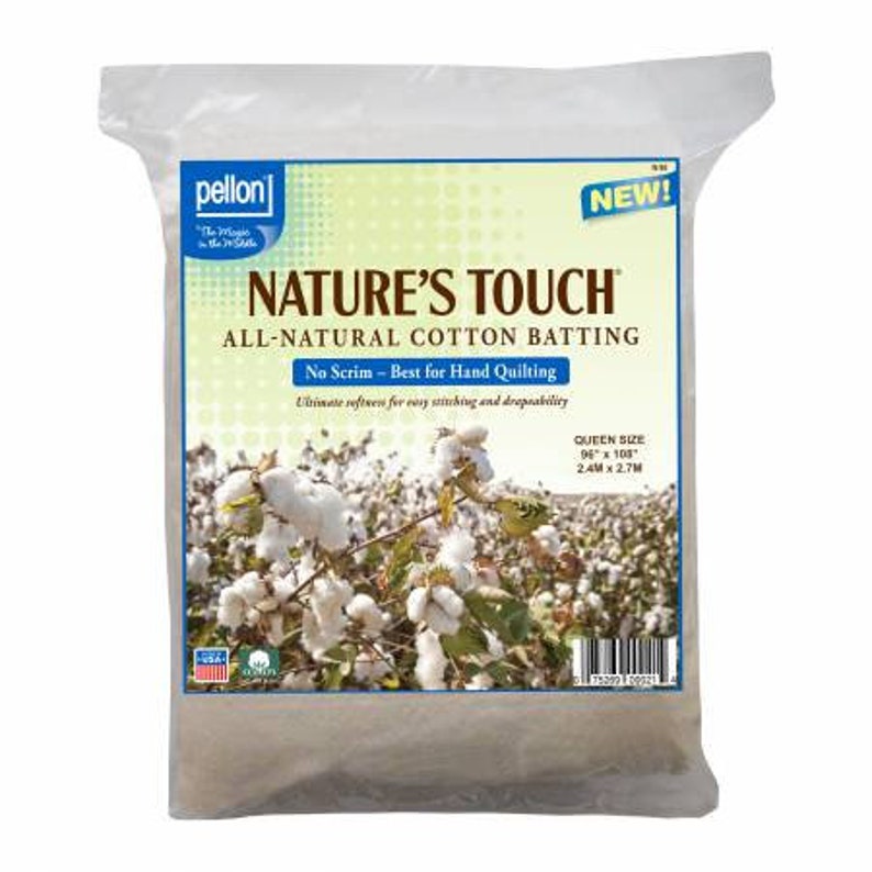 N-96 Pellon Natures Touch 100% Natural Cotton Batting Queen-sized 90in x 108in - Pellon