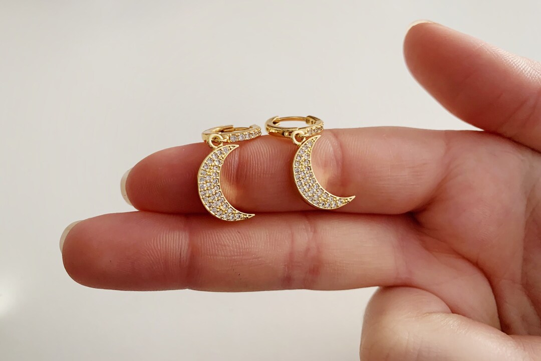 Crescent Stone Hoop, Cubic Zirconia- XL