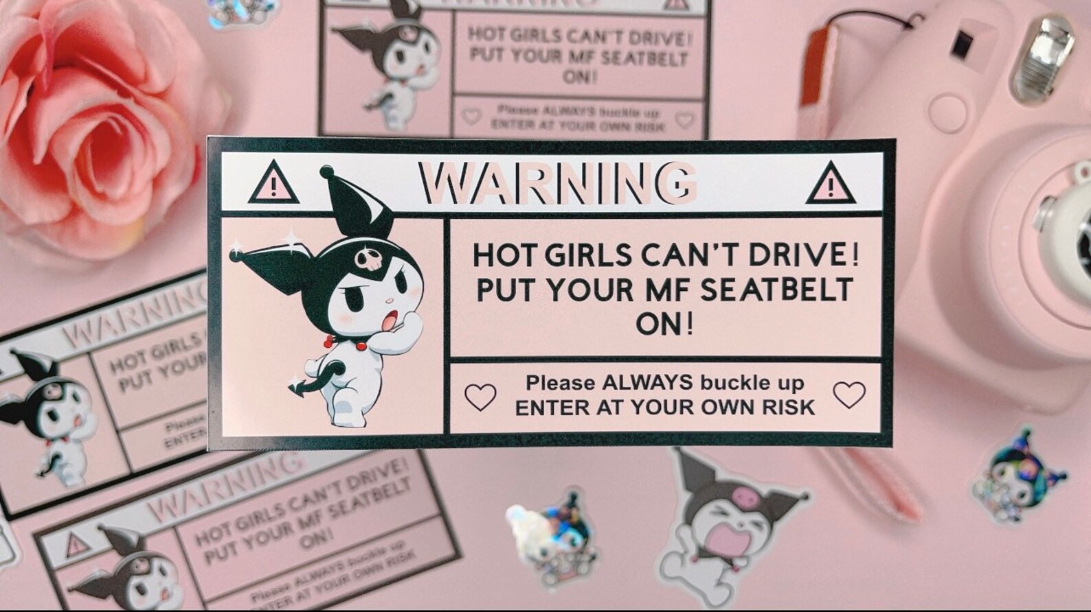 Kuromi Car Warning Label / Cute Car Warning Label / Visor Etsy UK