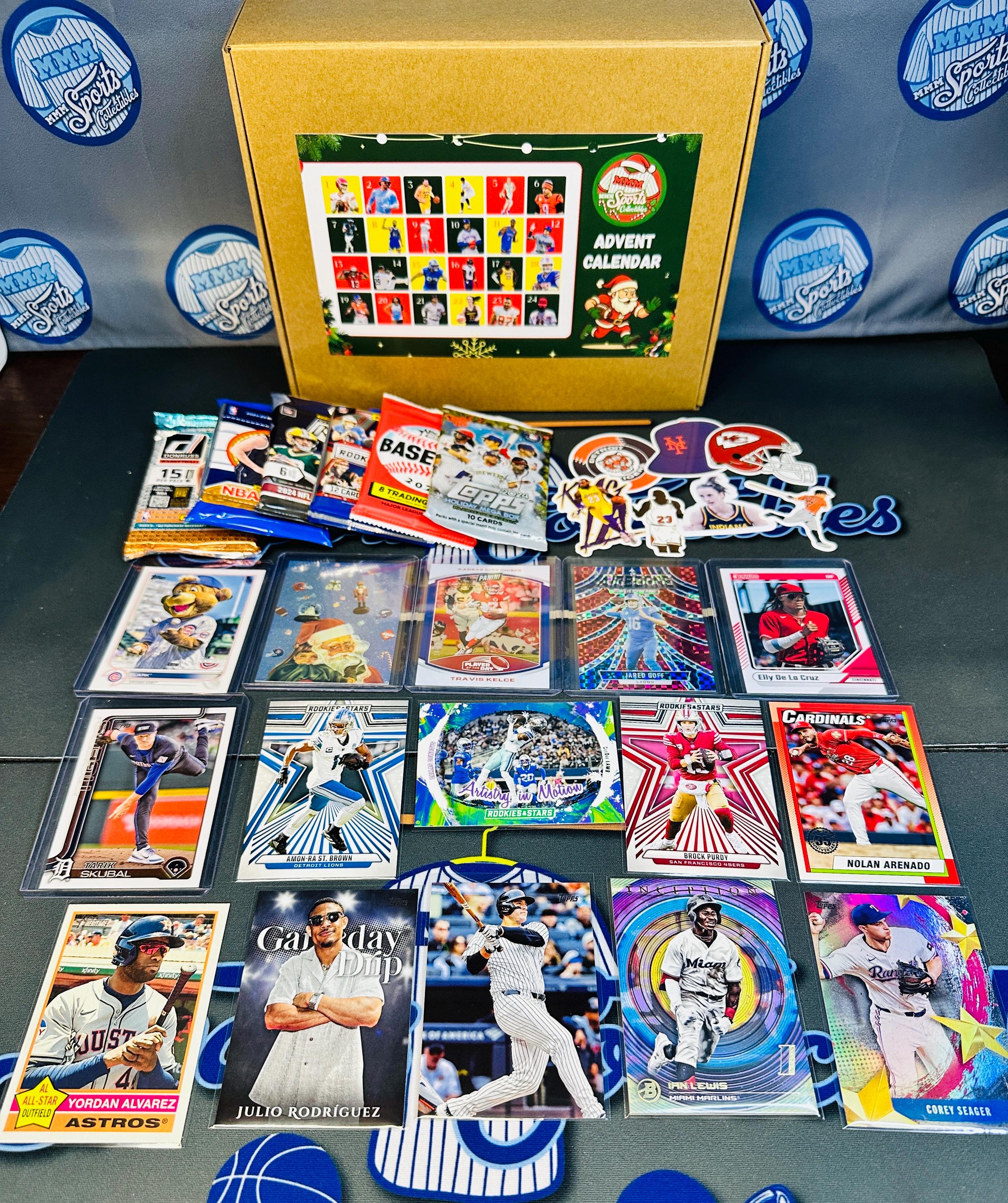 Sports Cards Advent Calendar 24 Days Pick A Sport Baseball, Basketball or Football Cards