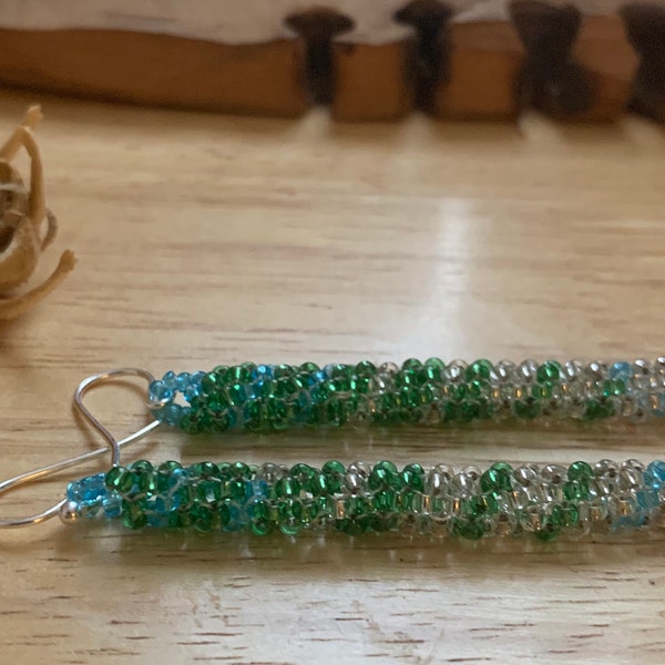 Tubular Hand-Woven Spiral Earrings