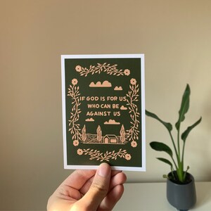 Se Deus é por nós, quem será contra nós | impressão cristão do cartão postal | Presente Cristão | Esboços da Bíblia | Cartão Postal | Impressão de arte de parede