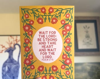 Psalm 27:14 Bible Verse Art Postcard - Christian Scripture Print