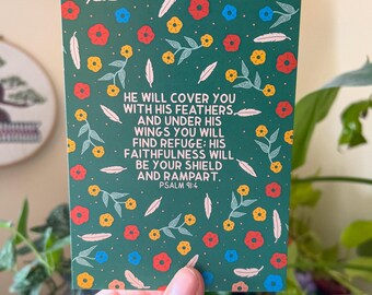 Psalm 91:4 Bible Verse Art Postcard