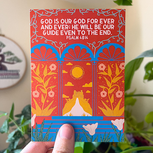 Psalm 48:14 Gott ist unser Gott von Ewigkeit zu Ewigkeit; Bibel-Vers-Kunst-Postkarte