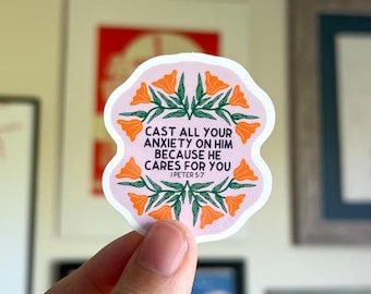 1 Peter 5:7 Vinyl Bible Verse Sticker