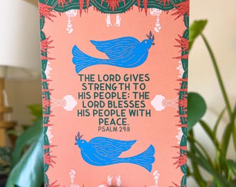 Psalm 29:11 Bible Verse Art Postcard