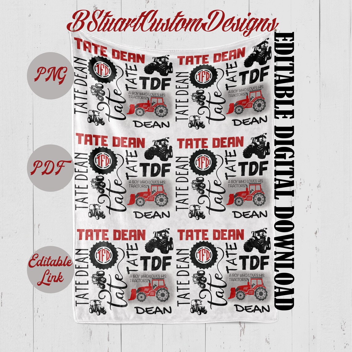 Red Tractor Template Etsy