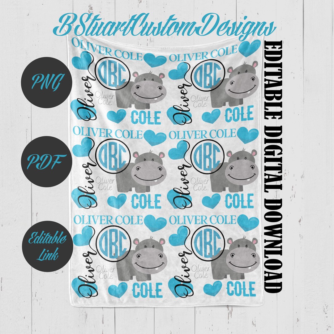 Blue Hippo Sublimation Template Design - Etsy