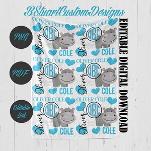 Blue Hippo Sublimation Template Design - Etsy