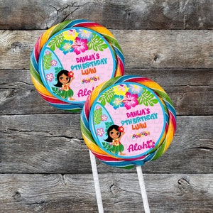 Little Luau Mini or Jumbo Swirl Pops | Personalized Party Favors | Luau Inspired | Personalized