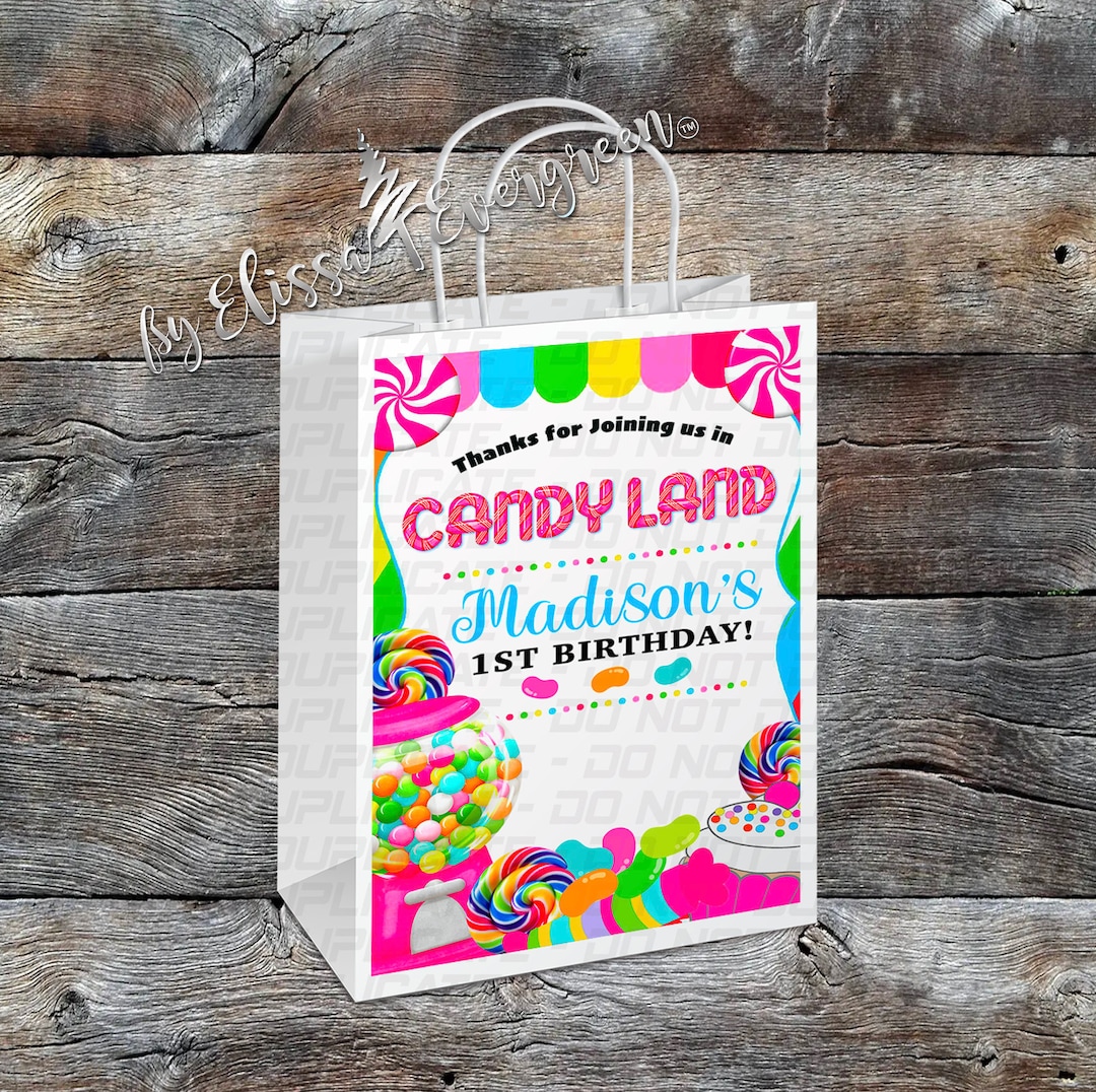 Custom Candyland Party Favor Gift Bags Personalized Etsy