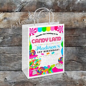 Custom Candyland Party Favor Gift Bags | Personalized