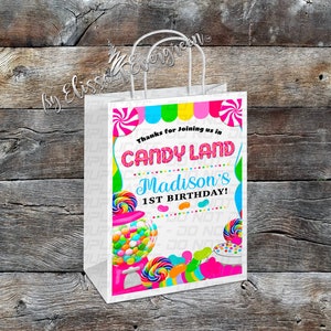 Custom Candyland Party Favor Gift Bags | Personalized