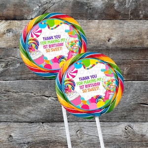 Candyland Jumbo Swirl Pops |  Personalized Party Favors