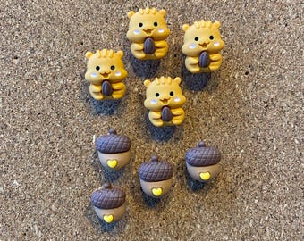 Squirrel Thumbtacks - Squirrel And Acorn Thumbtacks - Squirrel Gift - Fall Decor