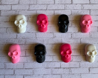Skull Magnets - 8 Skull Magnets- Colorful Skulls - Cool Gift