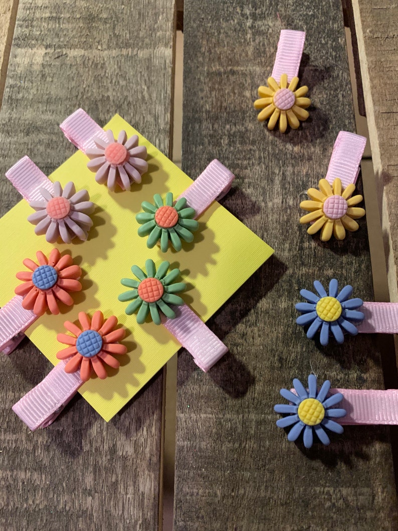 5 Sets of Pretty Floral Hair Accessories Pink Ribbon Flower Hair Clips Flower Hair Clips
