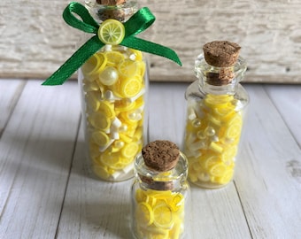 MINI Lemon Jars - SMALL Glass Lemon Jars - Tiered Tray Decor - Spring Decor - Lemon Stuff - Lemon Lover - Summer Decor - Summer Tray - Lemon