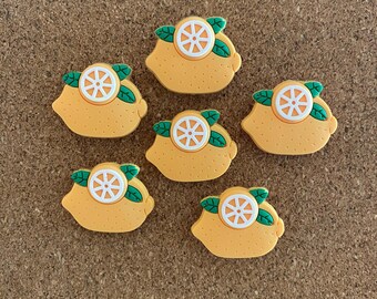 Lemon Thumbtacks - Lemon Pushpins - Lemon Decor - Lemon Lover - Lemon Gift - Fruit Decor