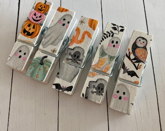 Halloween Clips - Chunky Wood Clothespins - Halloween Decor - Party Supply
