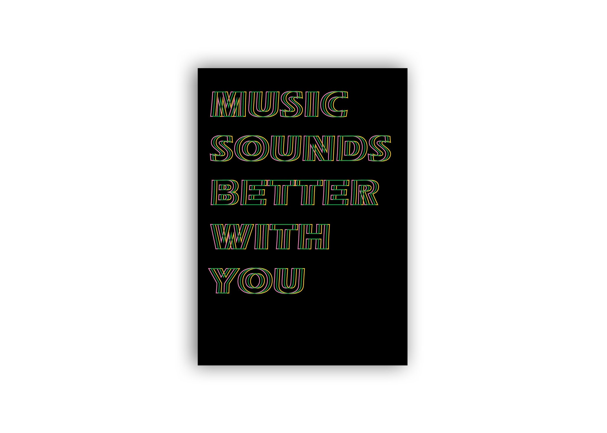 Music Sounds Better With You Black Retro Print Lyric Etsy
