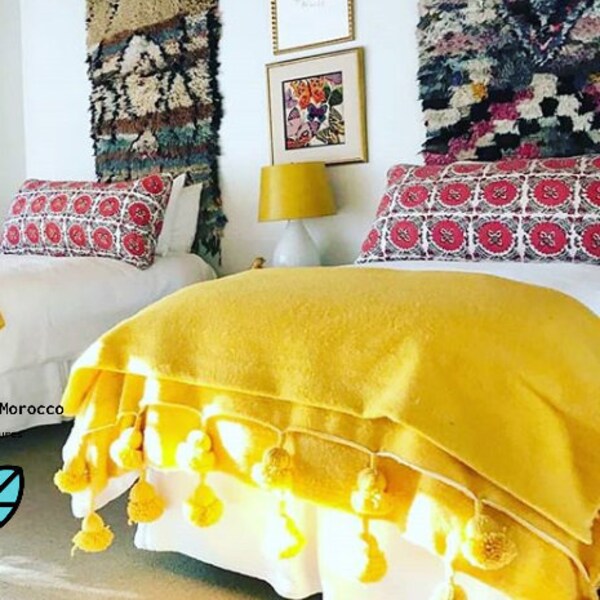 Moroccan Pom Pom Blanket Etsy