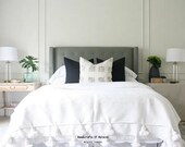 White Moroccan Tassel Bedspread Handmade by Berber Artisans