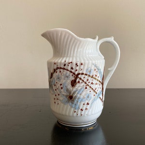 Antique fluted lip hand painted glass pitcher, fluted lip, cottage sty –  Selective Salvage