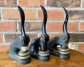 Antique cast iron Notary seal stamp, Desk decor
