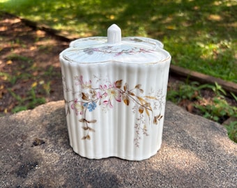 Antique Marx & Gutherz Carlsbad biscuit jar, Made in Austria, Antique floral lidded jar