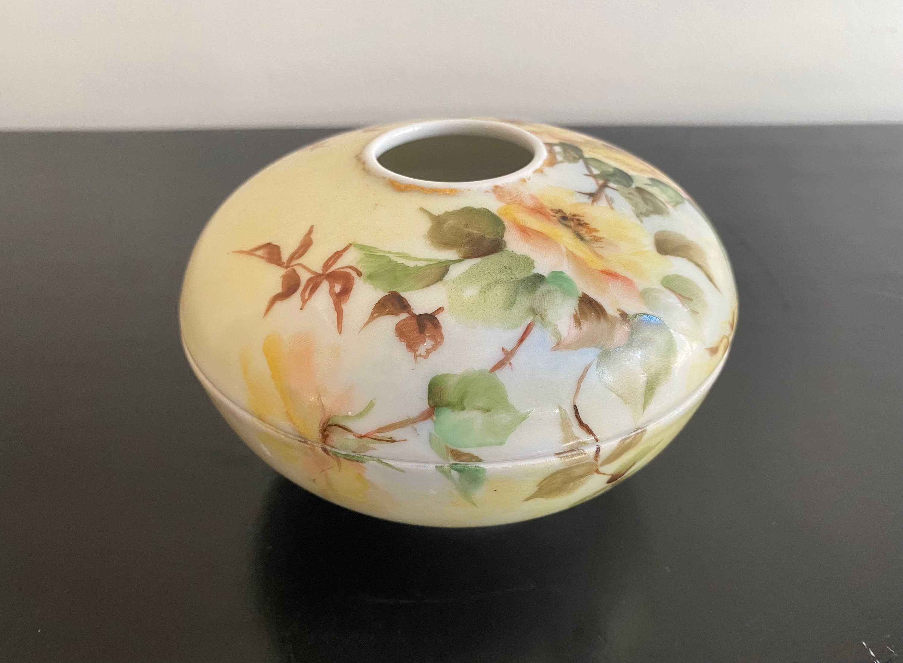 Antique TV Limoges Porcelain Hair Receiver, Hand Painted 