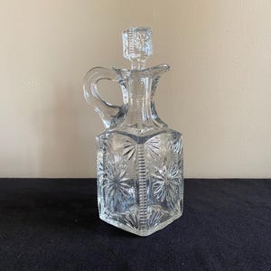 Antique Model Flint Glass co &quot;Planet&quot; decanter with stopper, EAPG cruet style decanter circa 1899