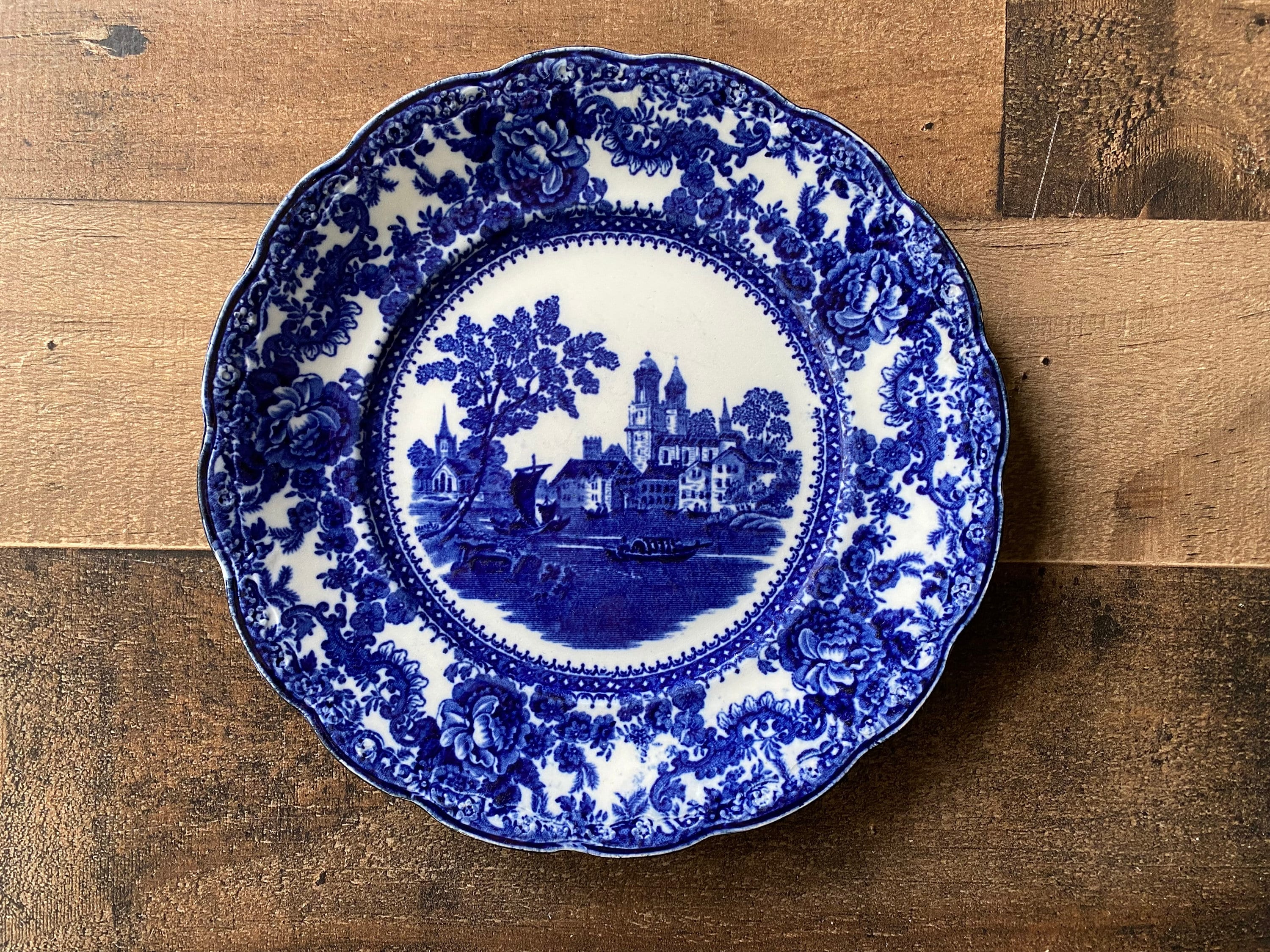 togo blue and white plate stamped M