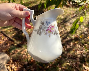 Antique Bawo & Dotter Limoges pitcher, Small floral pitcher, Made in France, Collectable porcelain