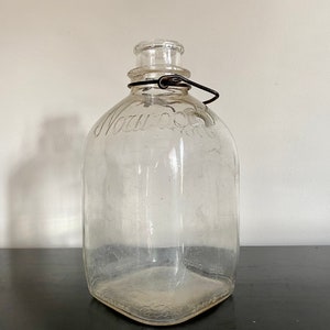 Vintage 1/2 Gallon Glass Milk Jug Delivery Bottle With Handle