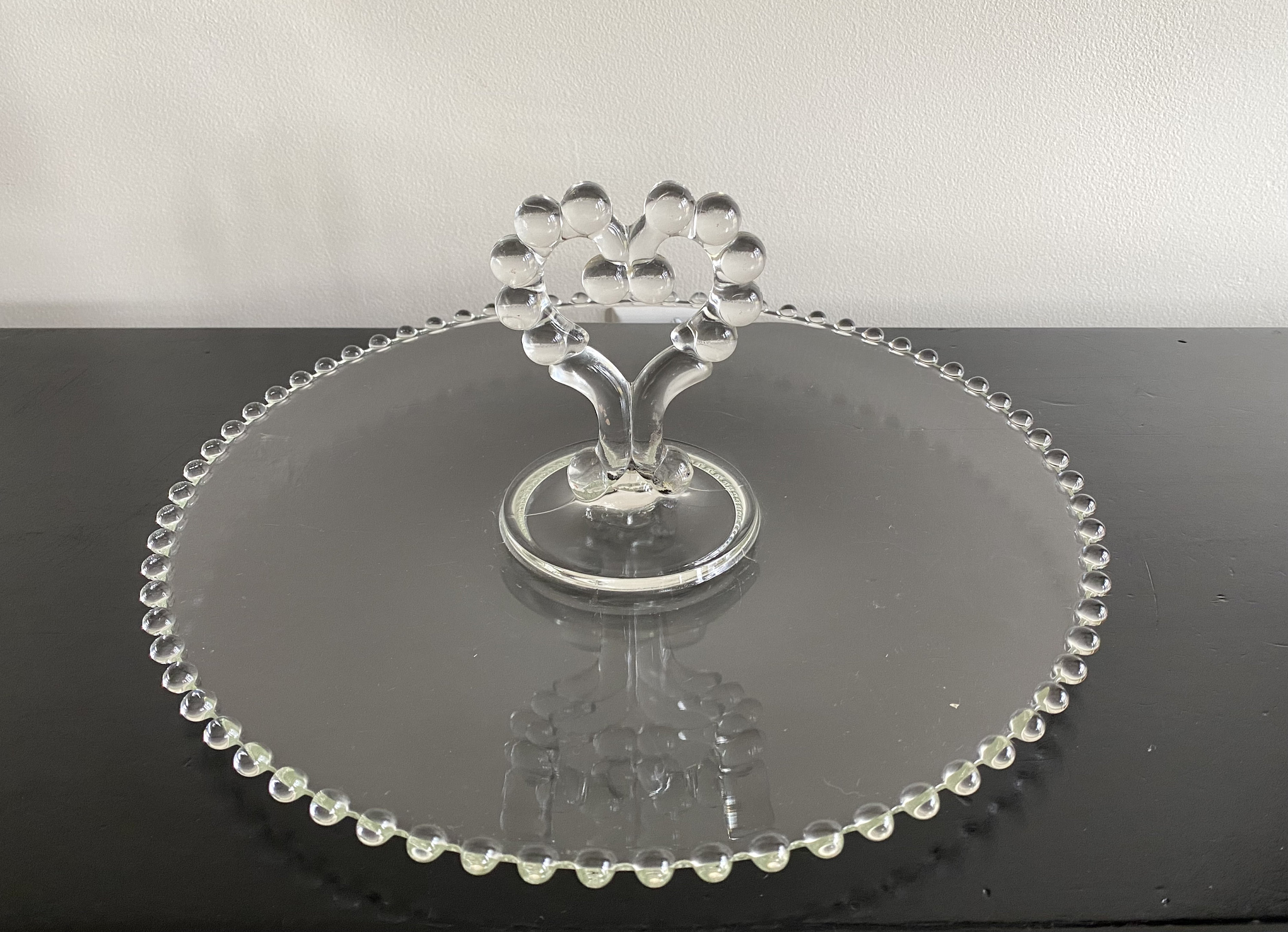 Small Trays Set in Antique Glass, Antique Wedding Favor, Crystal