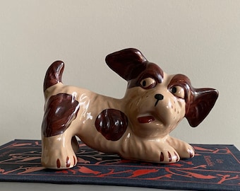 Tray Dog Ceramic Lovely Pet animal Miniature Figurine Handmade Collectible Decor 