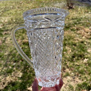 Vintage 32 ounce crystal pitcher with diamond design