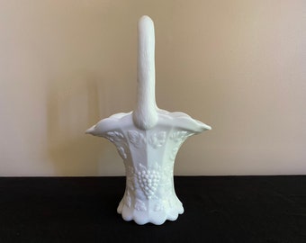 Vintage Westmoreland "Paneled Grape" milk glass basket