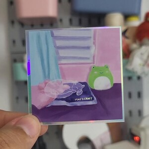 Schläfrige Katze Glanz Holo Vinyl Aufkleber - Kawaii Katze Kunst