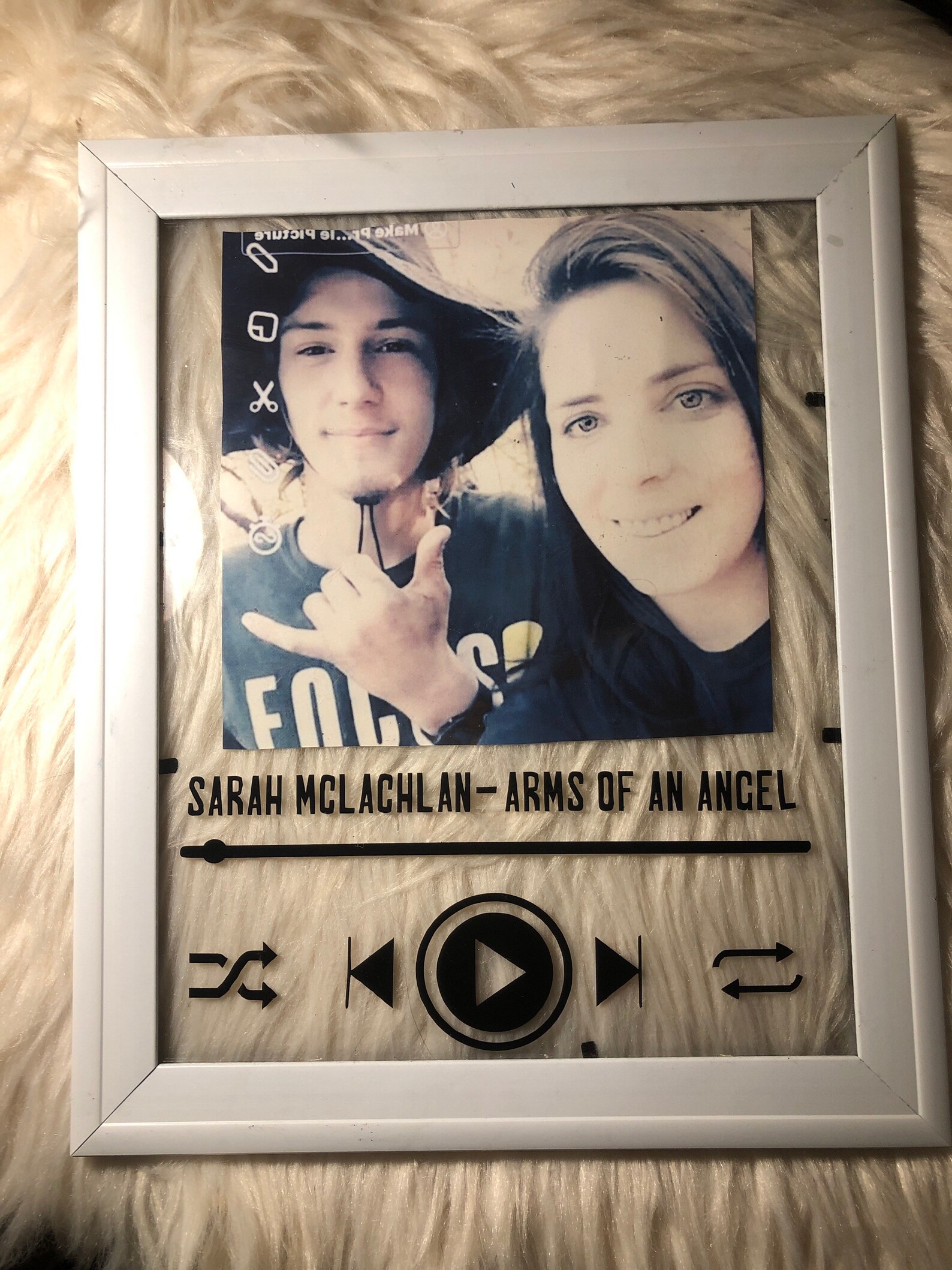 Music play picture frame with a song and photo of your Etsy