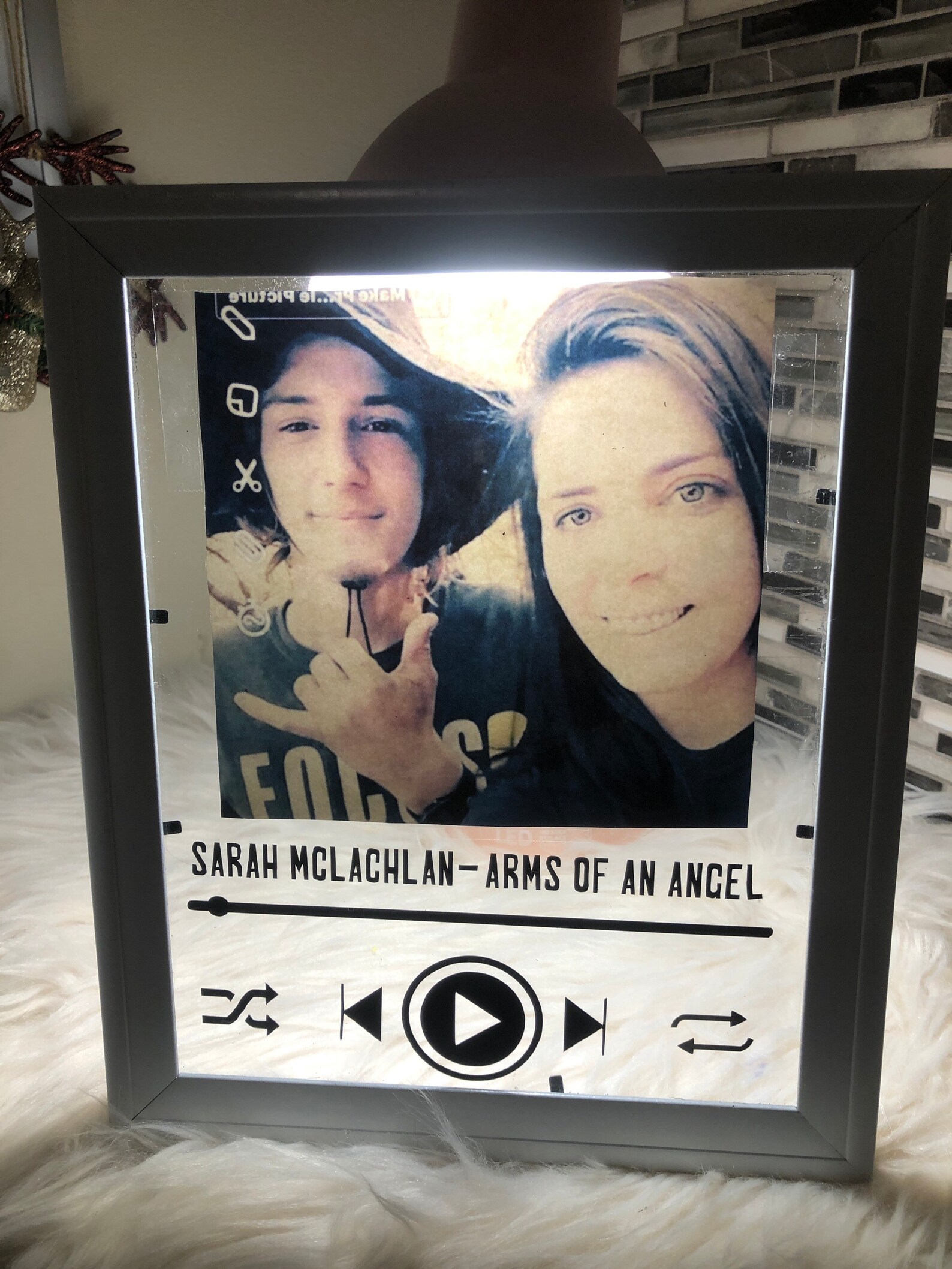 Music play picture frame with a song and photo of your Etsy
