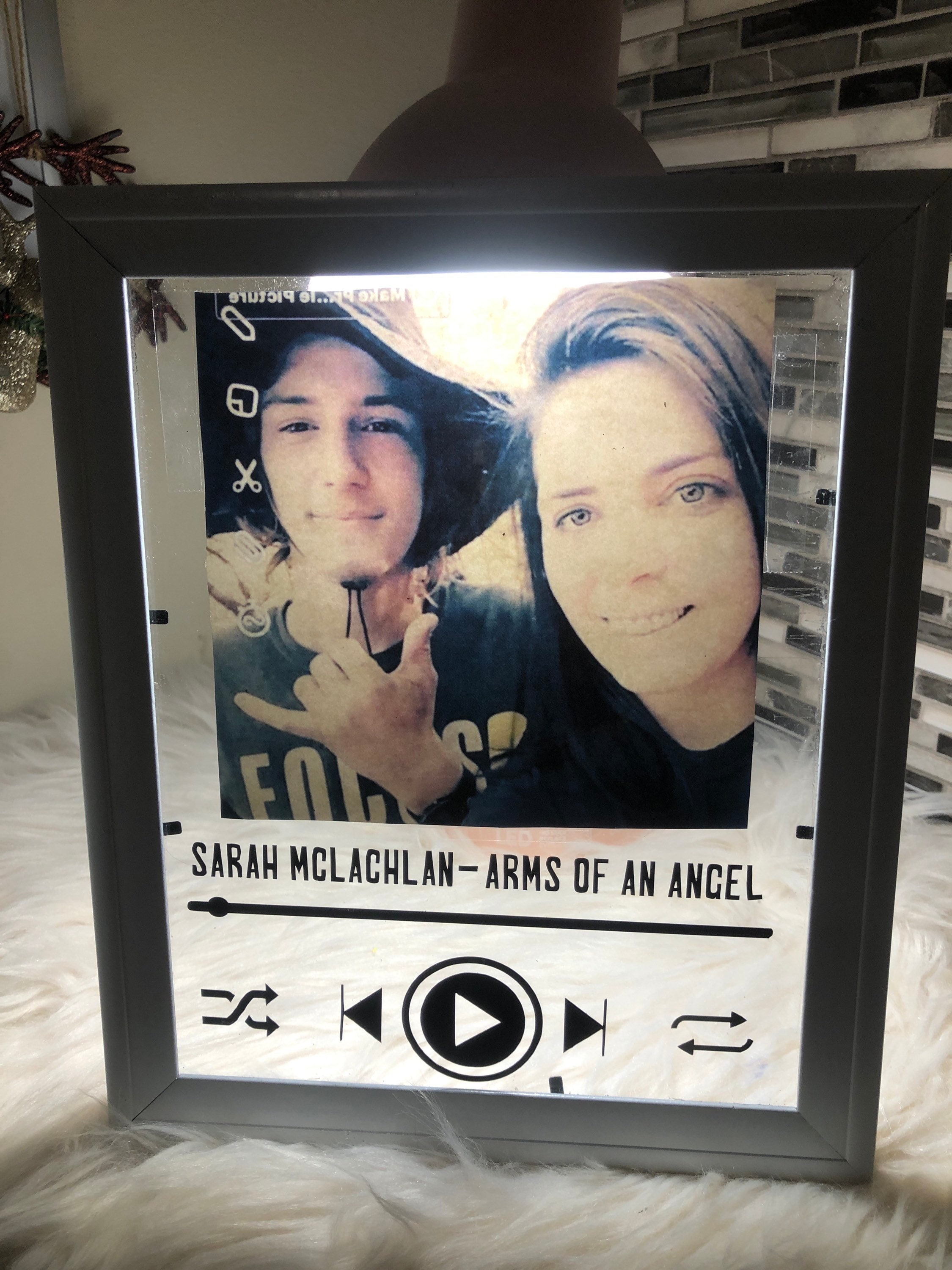 Music play picture frame with a song and photo of your Etsy