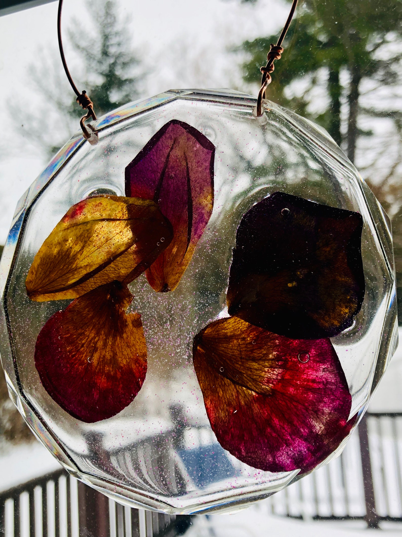 Resin Suncatcher 5inch pressed flower window hangar epoxy Etsy