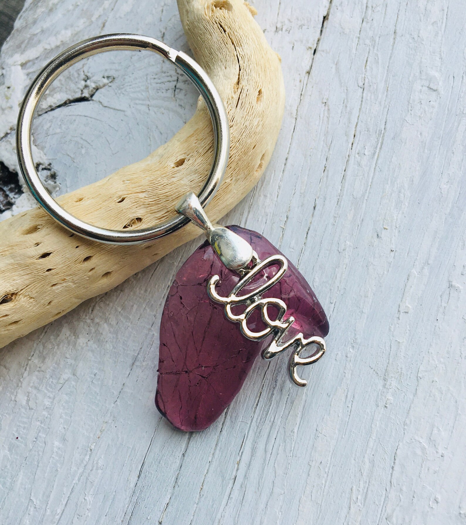 Seaglass Keychain tumbled glass keychain key accessory Etsy