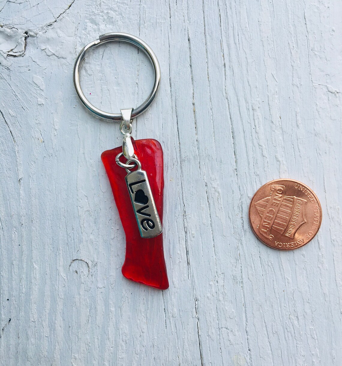 Seaglass Keychain tumbled glass keychain key accessory Etsy