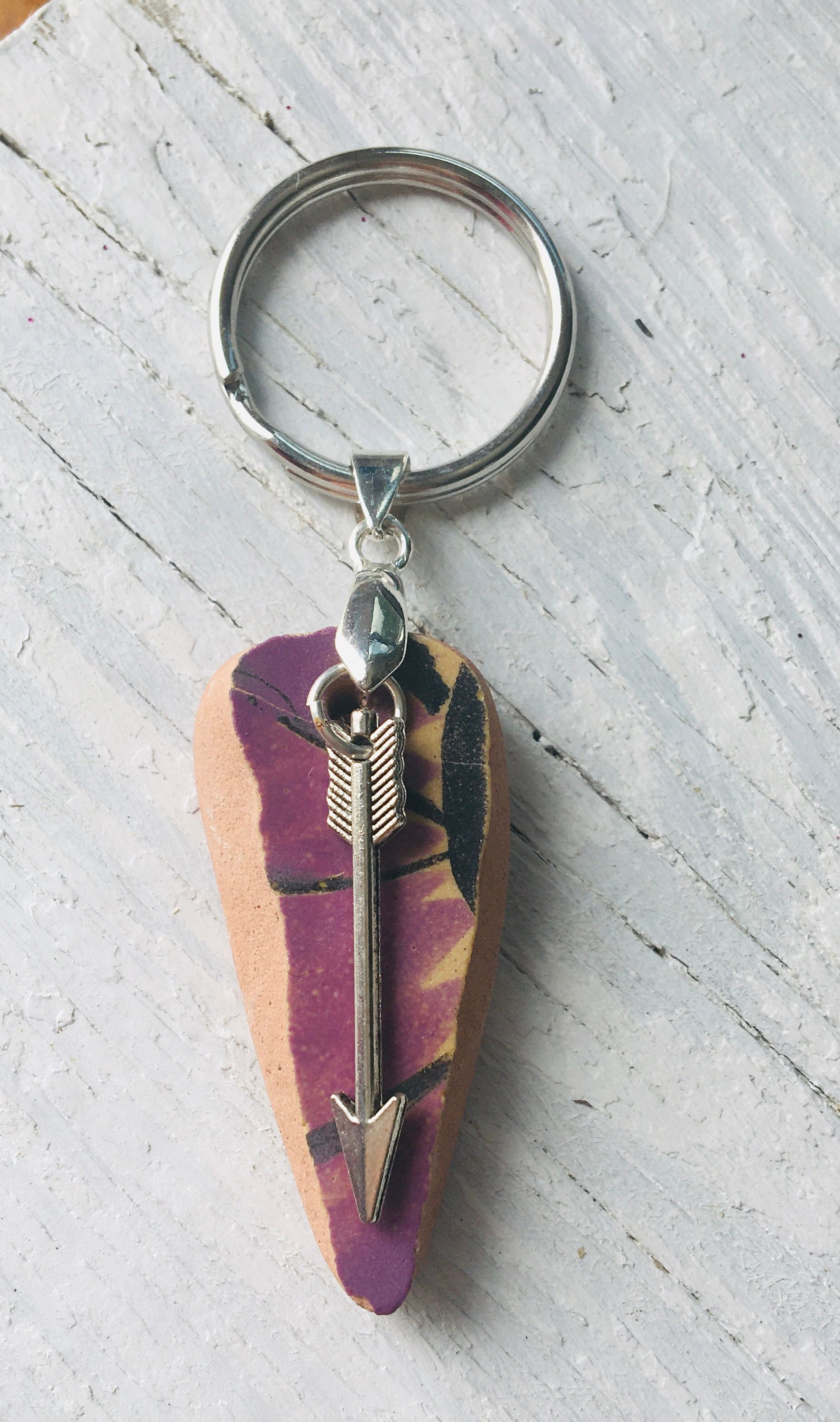 Keychain tumbled pottery keychains mexican pottery cross Etsy