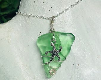 Starfish necklace, sea star necklace, sea star glass necklace, starfish pendant, nautical necklace